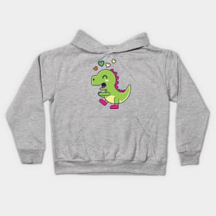 Kawaii Cute Dinosaur Cartoon valentine day Kids Hoodie